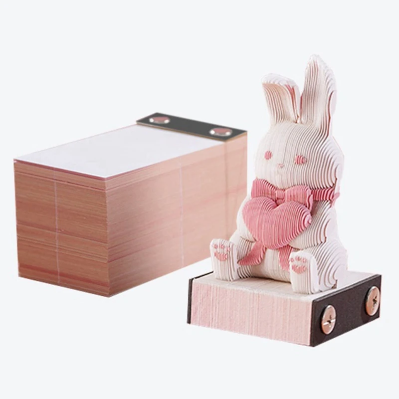 Bloc de notas de conejo lindo, Bloc de notas de conejo, regalo de cumpleaños, escultura de papel de niña, decoración artística - imagen 2