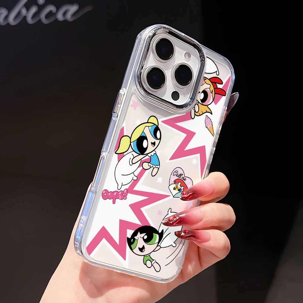 Cool Girl P-Powerpuffs-funda de teléfono para iPhone 17 Air 16 16e 15 14 Plus 13 12 11 Pro Max X Xs XR 8, funda transparente de lujo - imagen 5