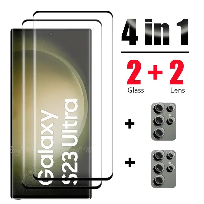 Para Samsung Galaxy S23 Ultra Glass Samsung S23 Protector de pantalla de vidrio Ultra templado película de cámara S20 S21 S22 S23 Ultra Glass