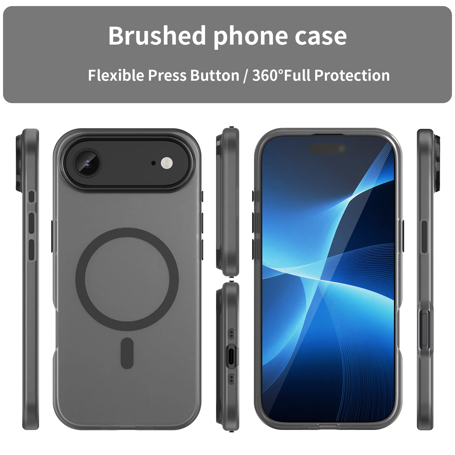 Funda de teléfono magnética táctil mate con sensación agradable a la piel para iPhone 17pro/17pro Max cubierta trasera de TPU suave a prueba de golpes - imagen 2