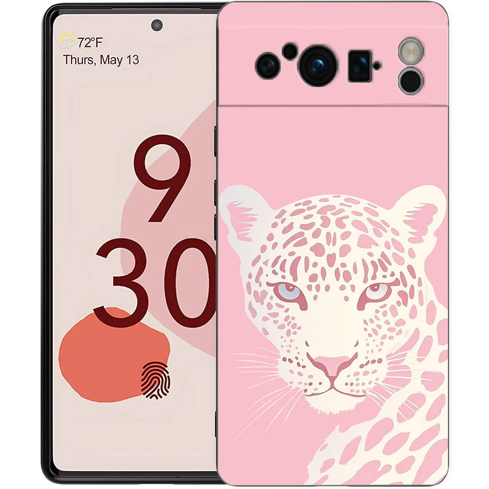 Funda de teléfono con estampado de leopardo rosa para Google Pixel 10 9 8 7 6 Pro XL 9A 8A 6A 7A 5G, funda negra de TPU suave a prueba de golpes - imagen 5