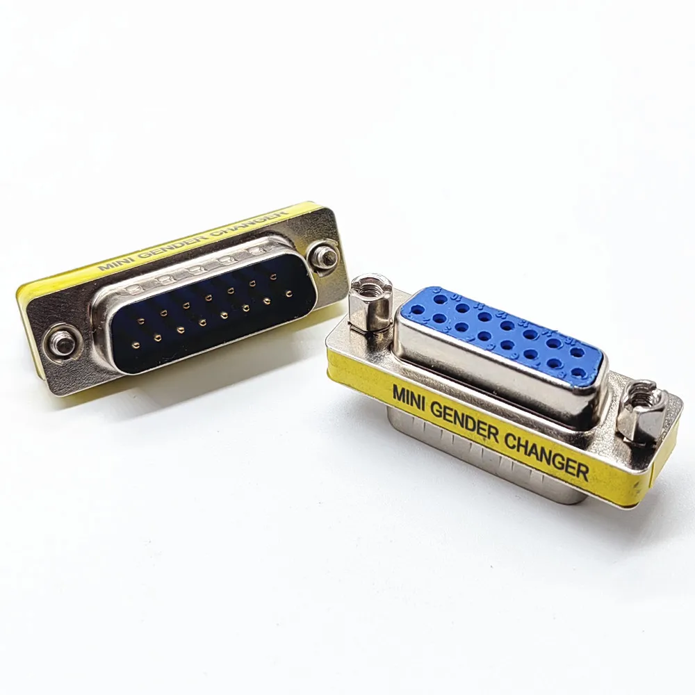 1 unidad DB15 15 pines 2 filas hembra a macho conector de puerto serie d-sub COM conectores 15p Mini adaptador cambiador de género