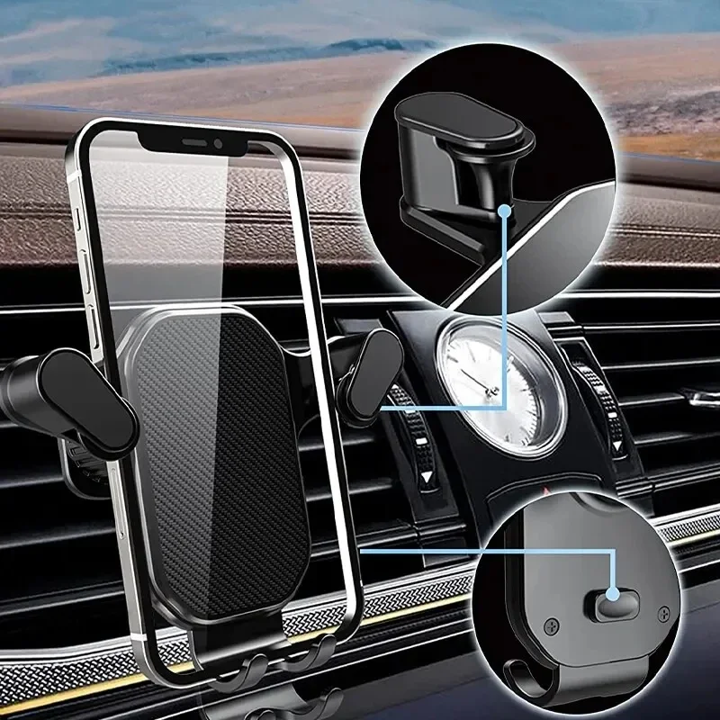 Soporte para teléfono de coche con ventilación de aire, soporte para teléfono con bloqueo de gravedad, ajuste Flexible de 360 grados, soporte Universal para teléfono automático para 4-7 pulgadas - imagen 5