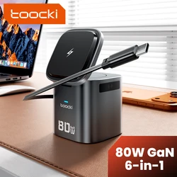 Toocki Estación Carga GaN 80W 6-en-1 USB-C iPhone 16 17 Watch AirPods