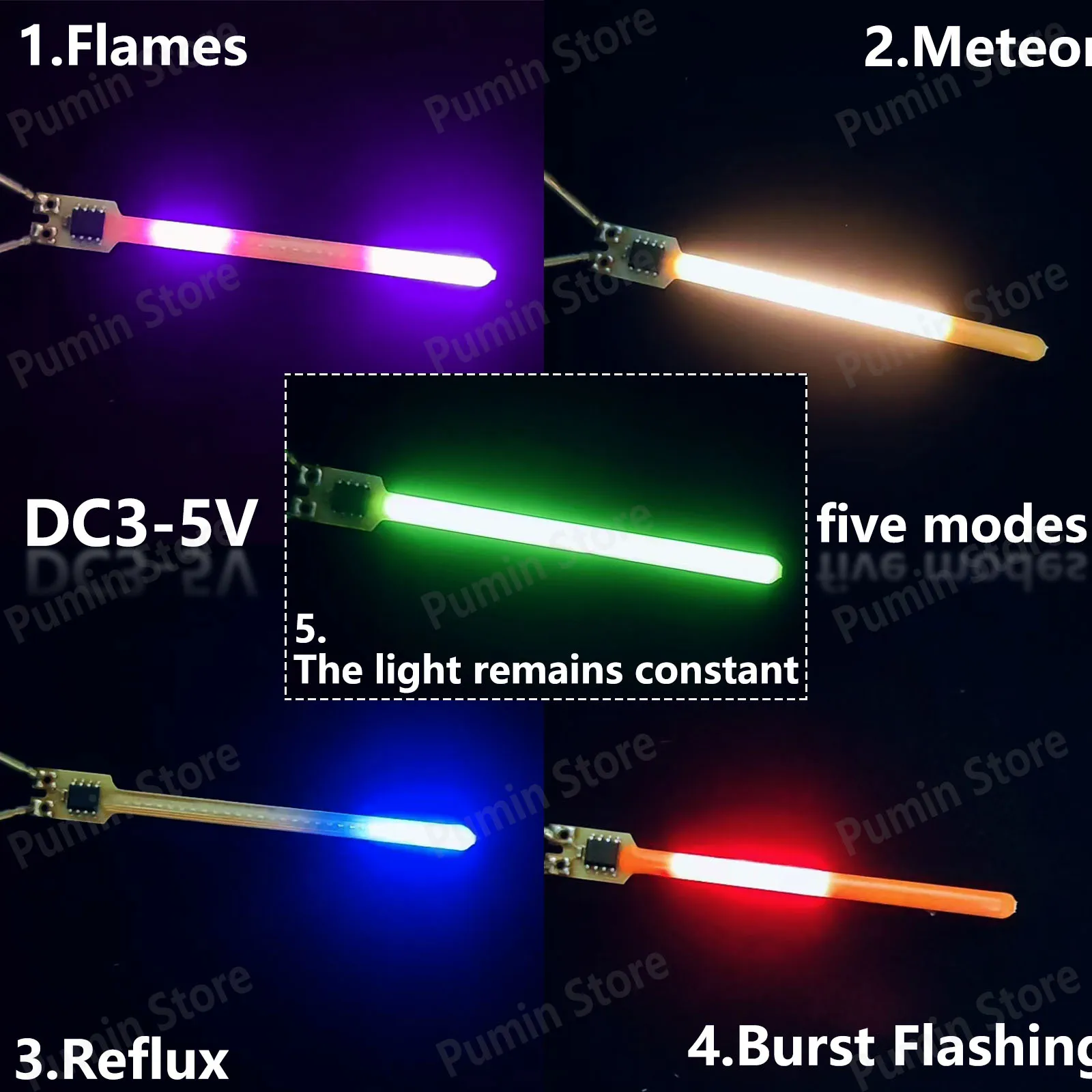 Nuevo 1-100 Uds. Filamento Led de 3-5V lluvia de meteoritos vela de agua corriente bombilla Edison 5 modos bombilla de decoración navideña filamento de advertencia - imagen 3