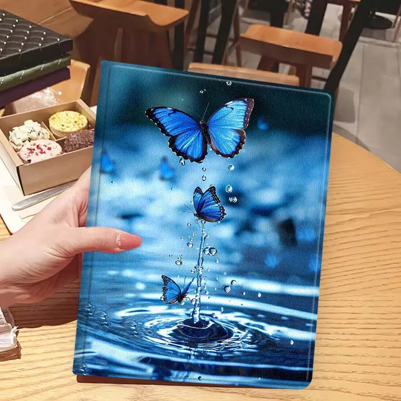 Hermosa arte de mariposa azul para iPad Pro Mini 1 2 3 4 5 6 7 7ta generación 12,9 10,5 13 11 7,9 8,3 M4 pulgadas funda para tableta - imagen 5