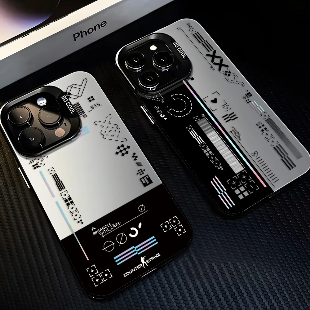 Funda de teléfono de juego de moda novedosa para iPhone 16 15 14 13 12 11 Pro Max X XR XS 8 7 Plus SE2 cubierta trasera mate plateada láser a prueba de golpes - imagen 2