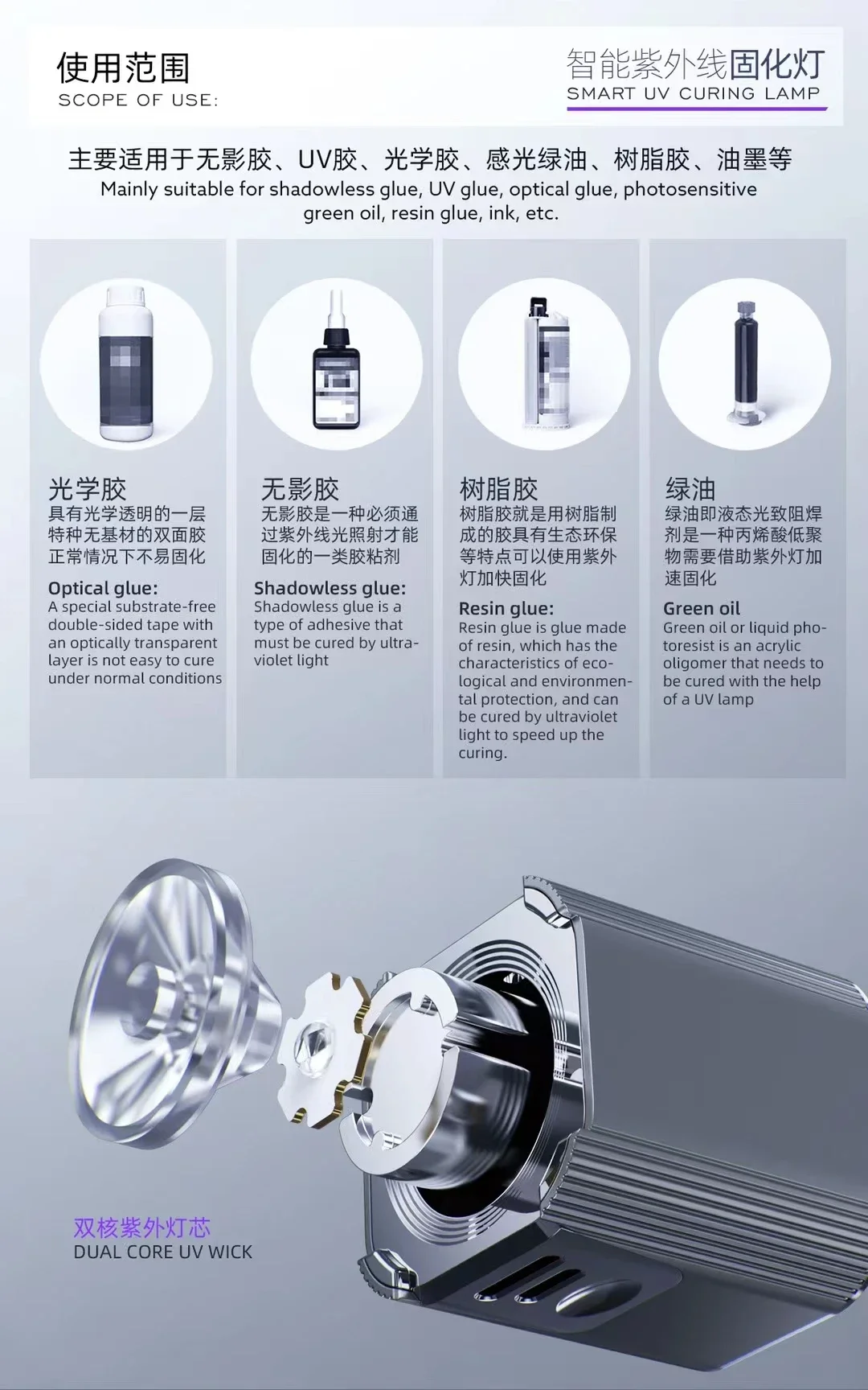 Nueva lámpara de curado de aceite verde inteligente UV, lámpara UV de aceite de soldadura, lámpara de curado adhesivo UV para placa base de teléfono, herramienta de reparación LCD PCB - imagen 5