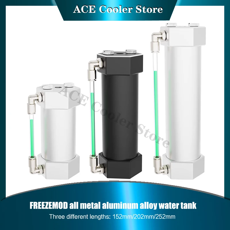 FREEZEMOD-Depósito de aluminio, refrigeración por agua, observación externa giratoria de 360 °, negro/plateado puro, 150-250mm