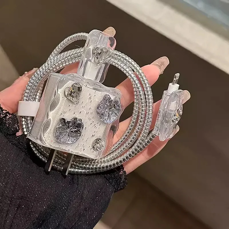 Funda de cargador de flores de animales en 3D para IPhone, cubierta de protección de carga con lazo transparente, funda de cargador para IPhone 11, 12, 13, 14, 15, 18W-20W - imagen 4