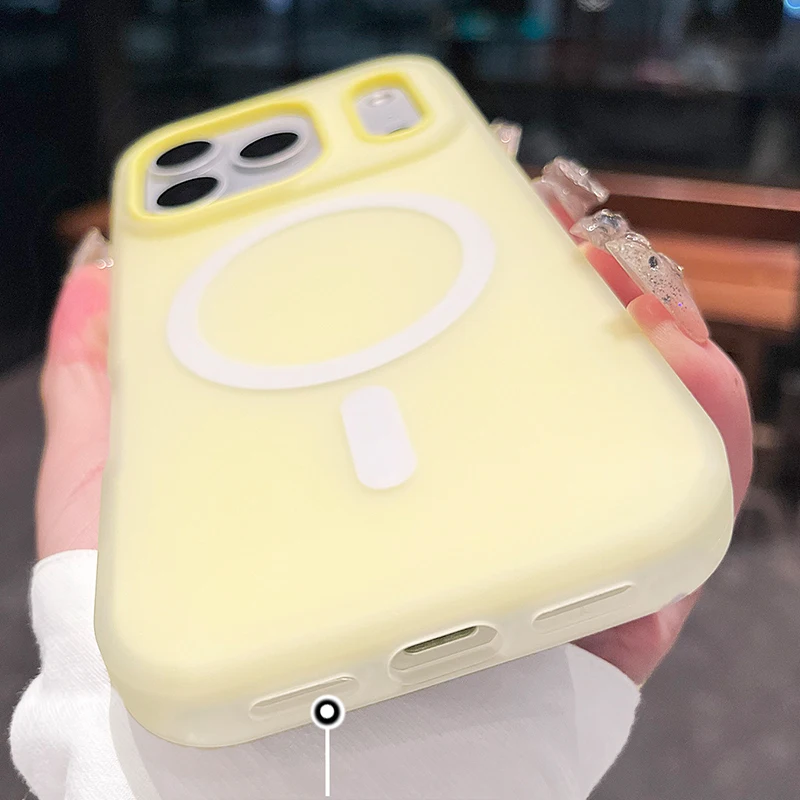 Funda magnética 2 en 1 de Color caramelo de lujo para iPhone 17 16 15 14 13 12 11 Pro Max Plus Air para cubierta mate de carga inalámbrica Magsafe - imagen 5