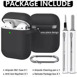 Funda de silicona AirPods 1/2 con gancho y kit de limpieza