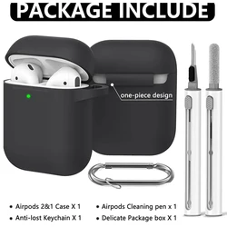 Funda de silicona AirPods 1/2 con gancho y kit de limpieza