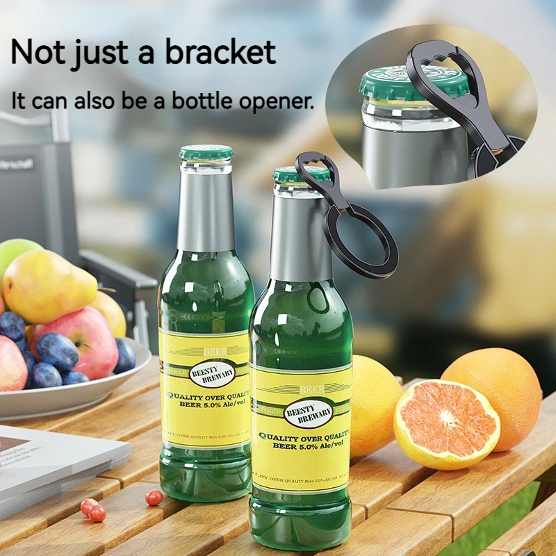 Soporte de anillo magnético de Metal portátil para teléfono de escritorio, abridor de botellas con soporte plegable 2 en 1 para Iphone 12 13 14 15 Pro Max Samsung Xiaomi - imagen 4