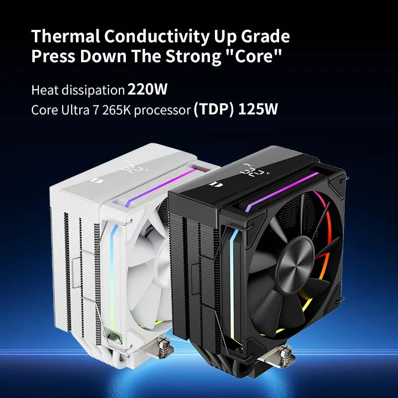 UPSIREN Walrus susurro 120 pantalla digital 6 * Φ6MM tubo de calor de tacto directo ventilador único de una sola torre compatible con LGA 1851/1700 AMD AM5 - imagen 5