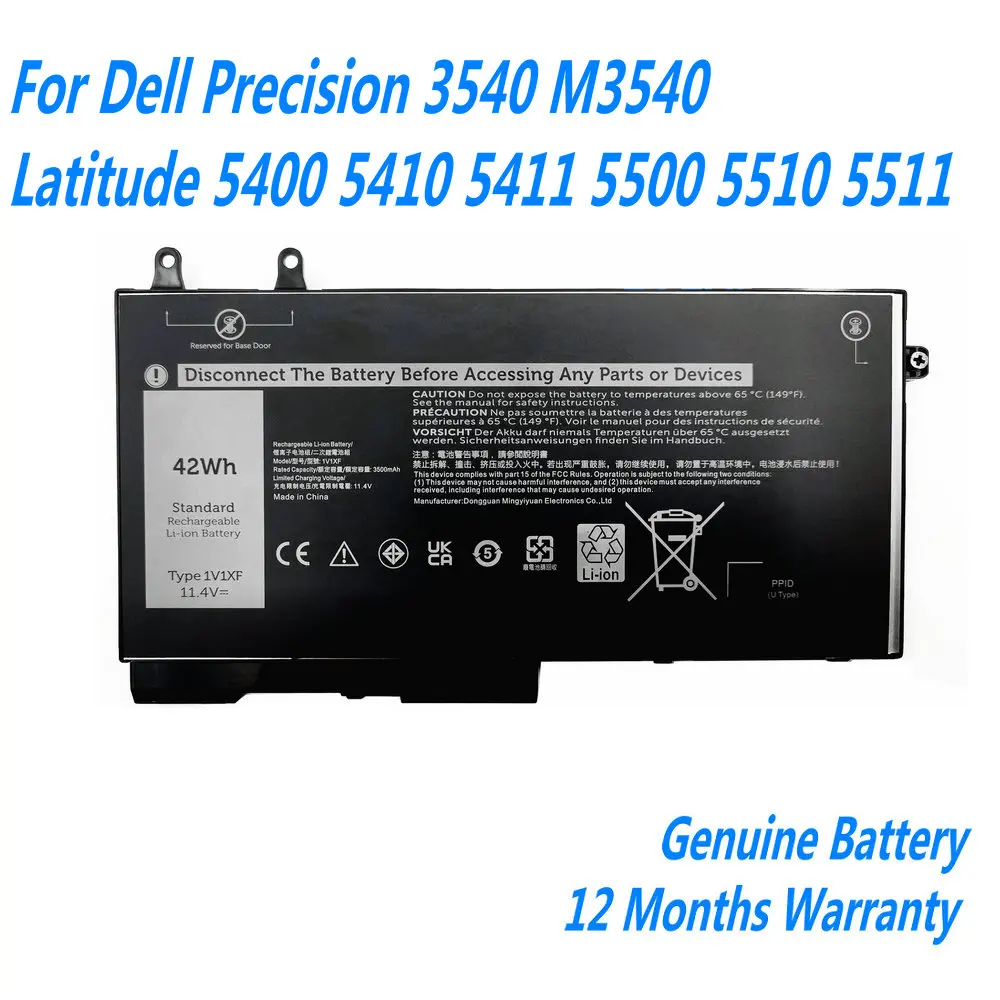Nueva batería de ordenador portátil 1V1XF para Dell Precision 3540 M3540 Latitude 5400 5410 5411 5500 5510 5511 11,4 V 42WH