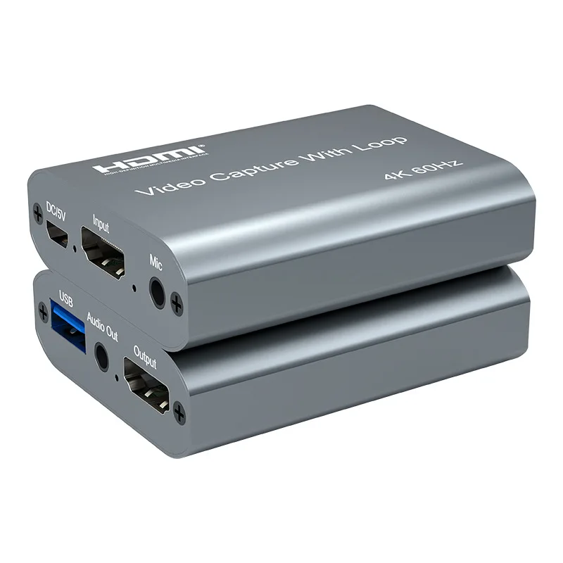 Tarjeta de captura de vídeo HDMI 4K, 1080P, 60Hz, HDMI a USB, tarjeta grabadora de Audio y vídeo con salida de bucle de micrófono para transmisión en vivo, PS5, PC - imagen 2