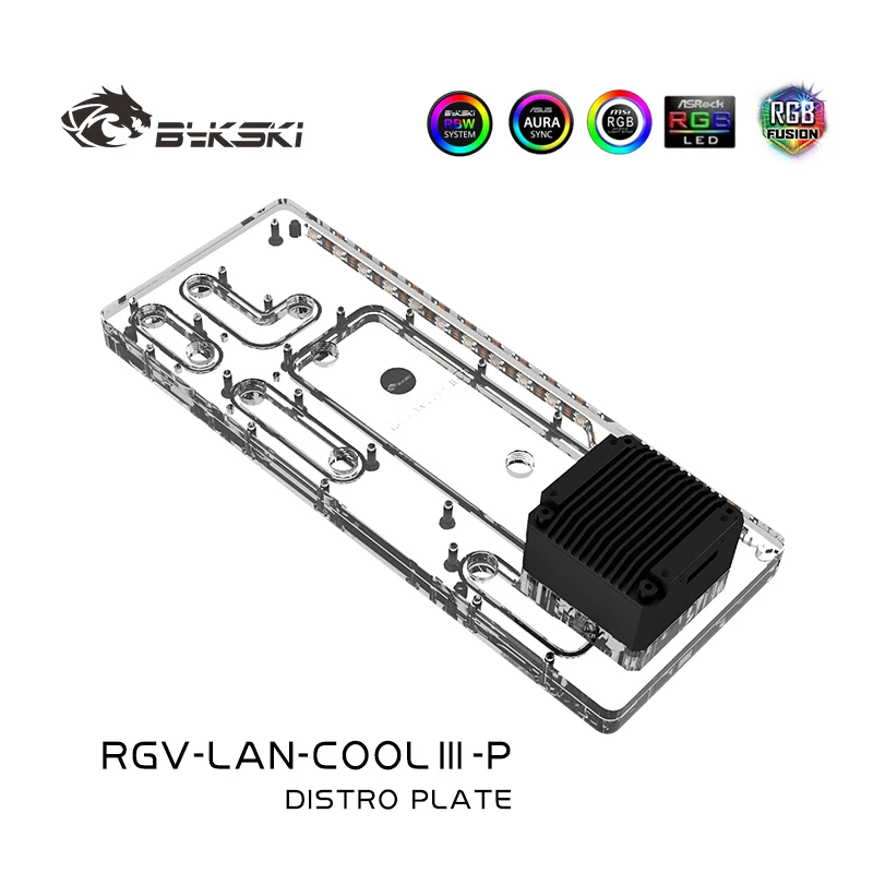 BYKSKI RGV-LAN-COOLIII-P Placa de distribución Placa acrílica Solución de enfriamiento por agua para LIANLI Ghost Axe 2 Caja de computadora Soporte Bomba DDC - imagen 3