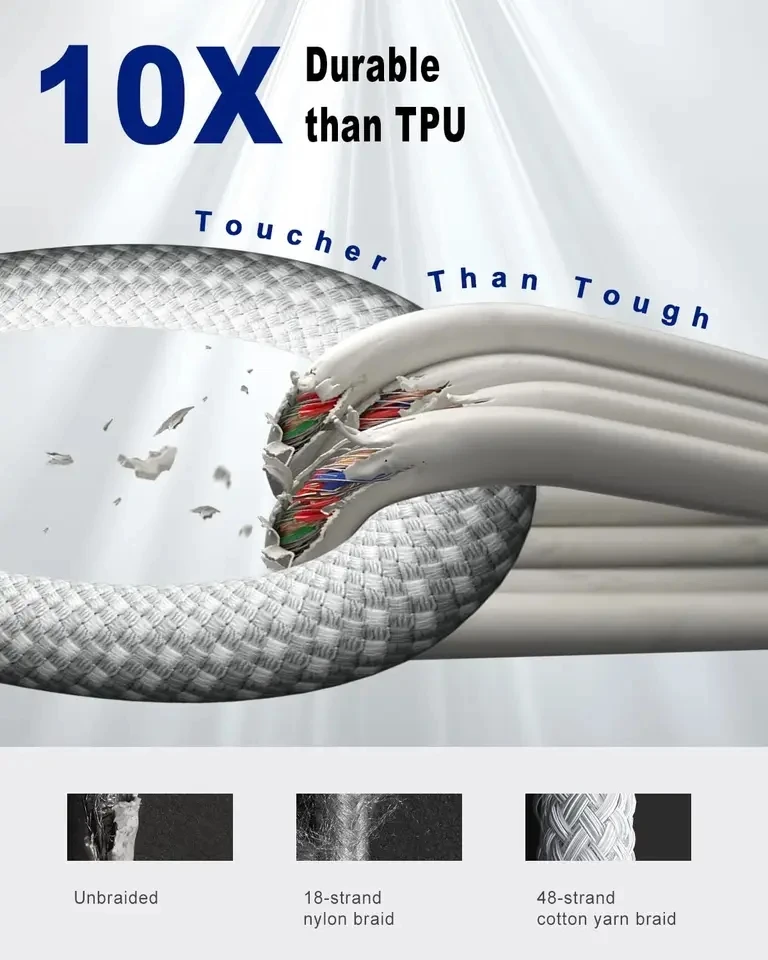 Cable de carga rápida USB-C a tipo C de 60W para iPhone 15 16 Plus 17 Pro Max Samsung Xiaomi Redmi Huawei Honor Cables trenzados de nailon - imagen 5