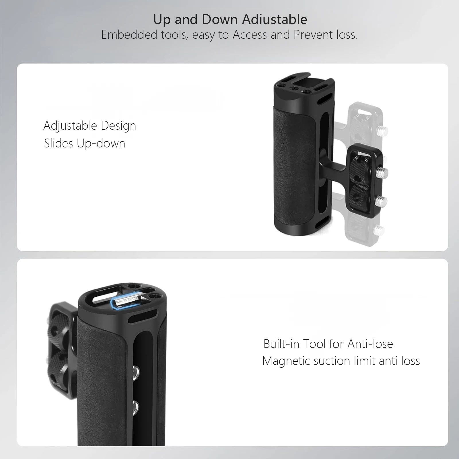 Mini mango lateral para agujeros roscados de 1/4 "-20, agarre de jaula de cámara portátil ligero para Sony para DSLR con zapata fría - imagen 5