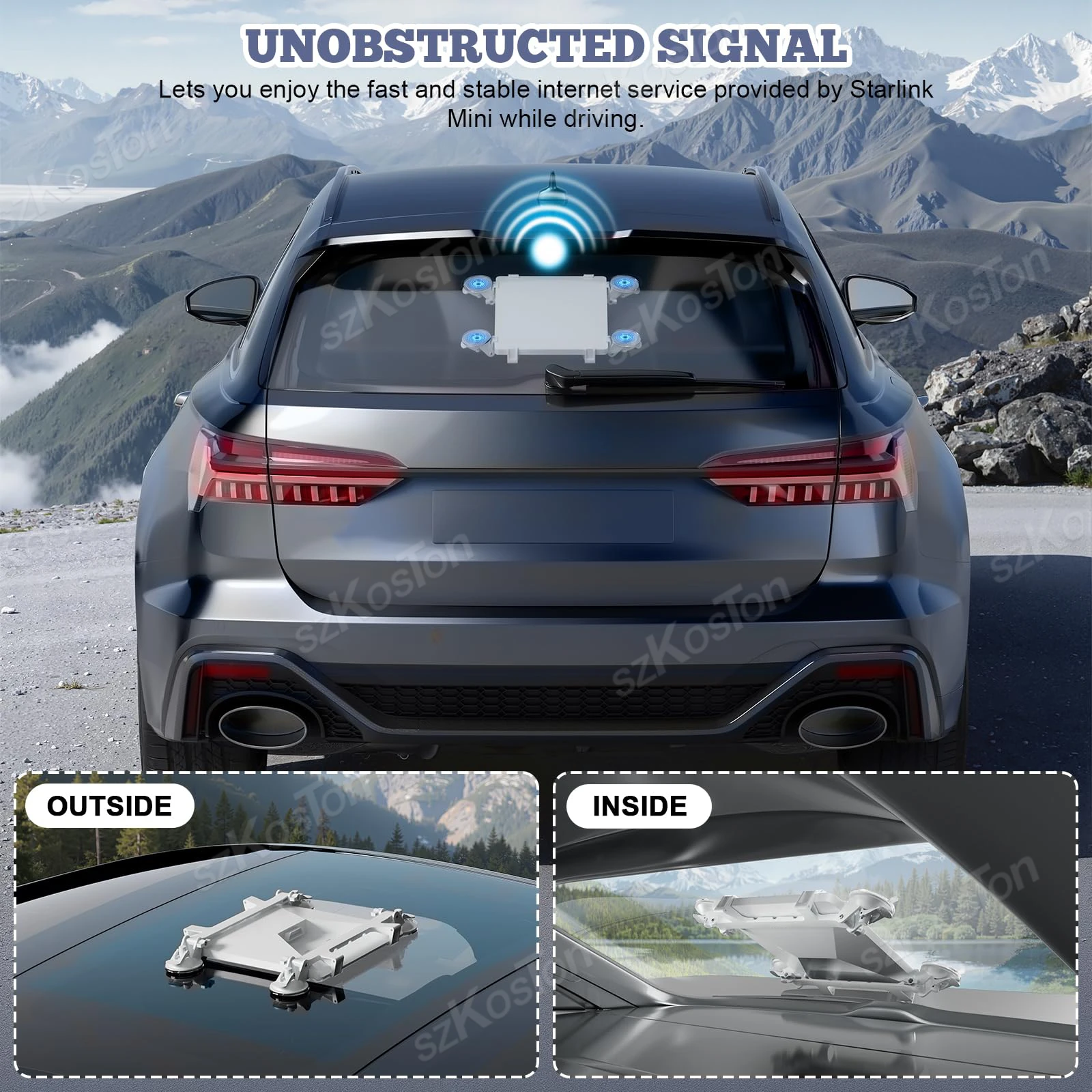 Soporte de ventosa portátil para Starlink, Mini ventana de coche de viaje y techo solar, Kit de soporte de ventosa para RV, camión, barcos, montaje de vidrio - imagen 4