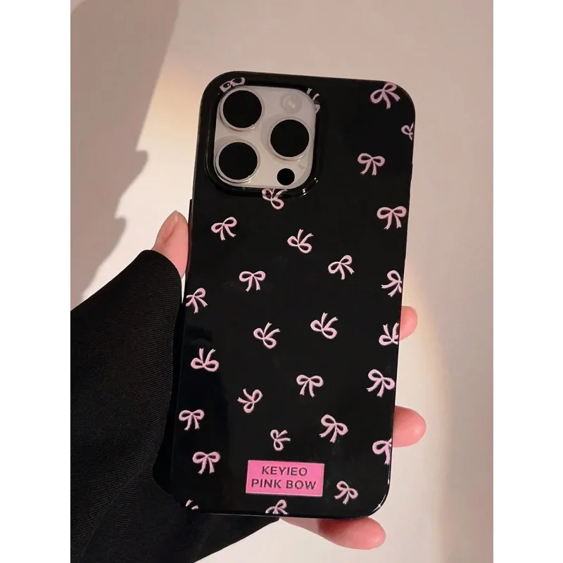 Funda de teléfono anticaída de TPU con estampado de lazo rosa ins, elegante, adecuada para iPhone 11/12/13/14/15/ 16 17Pro Max, PLUS/AIR - imagen 2