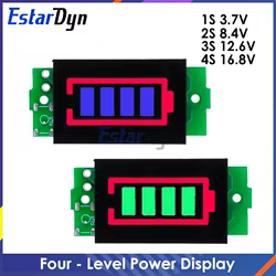 Módulo indicador de capacidad de batería de litio, probador de potencia de batería de vehículo eléctrico, Li-ion, 1-8S, 1S, 2S, 3S, 4S, 3,7 V, pantalla de 4,2 V