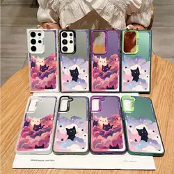 Funda de noche estrellada de gato para Samsung Galaxy S25 S20 Plus S22 S24 FE Note 20 Ultra S25Edge S21 S23 S23 Ultra