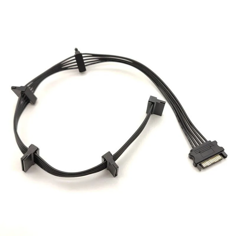 Cable divisor de fuente de alimentación SATA/4PIN de 15 pines, disco duro, 1 macho a 5 hembra, Cable de alimentación de extensión para PC DIY - imagen 4
