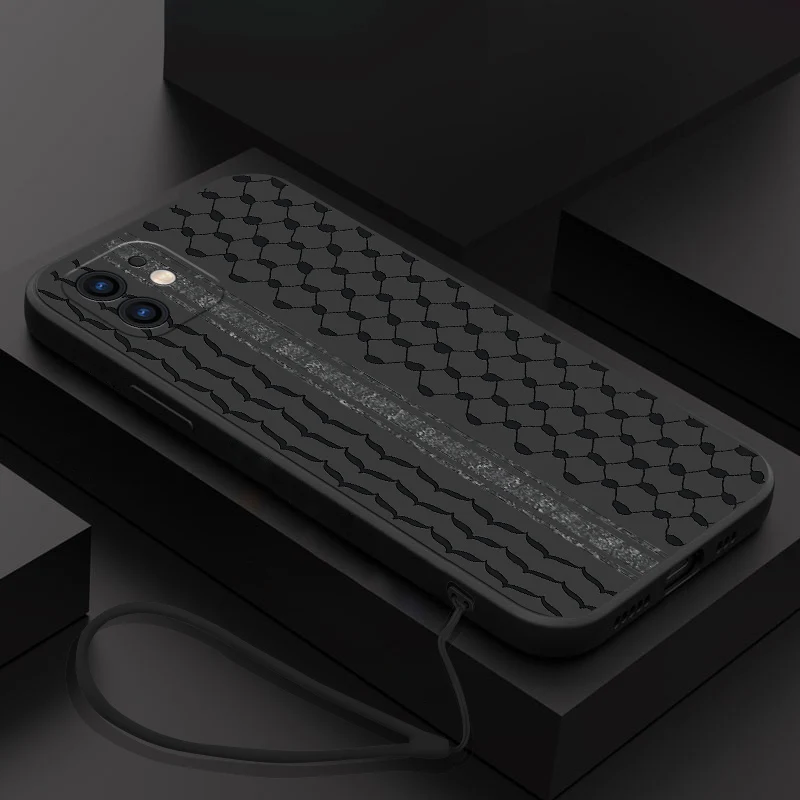 Hattah Keffiyeh funda de teléfono para iPhone 15 14 13 12 11 Pro Max Mini X XR XSMAX 8 7 6S Plus funda de silicona suave con correa de mano