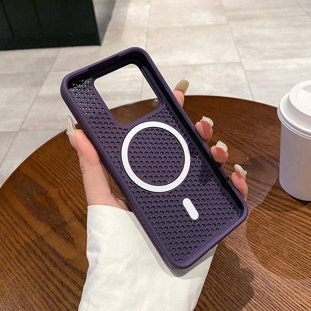 Funda de teléfono de lujo con disipación de calor Magsafe para Xiaomi 15 14 Pro 13 Redmi K70 K60 funda protectora de PC de malla de refrigeración Ultra mate - imagen 4