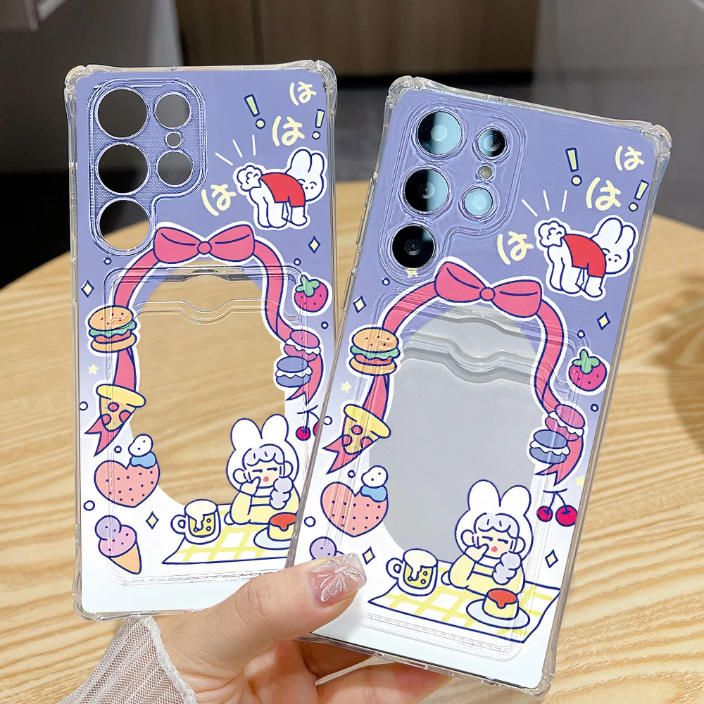 Funda de teléfono con tarjetero de dibujos animados para Samsung S25 Ultra Galaxy S24 FE S23 S22 Plus A05 A05s, fundas transparentes suaves de TPU a prueba de golpes - imagen 4