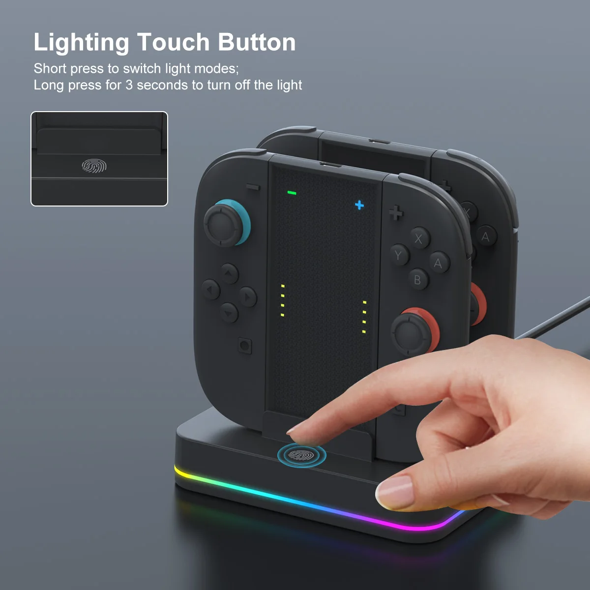 REMANK para Nintendo switch2 base de carga 4 en 1 para switch 2 joycon agarre de carga controlador cargador estación de carga de luz RGB