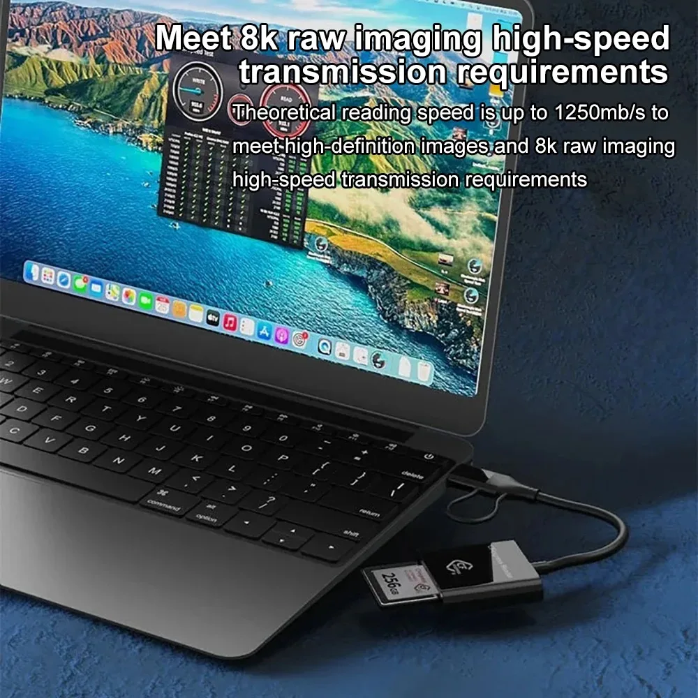 Lector de tarjetas 2 en 1 10Gbps CFexpress tipo B escritor USB3.2 Gen2 USB-C lector de tarjetas CFe para Android WinXP/Vista/7/8/8.1/10/11 Mac - imagen 5