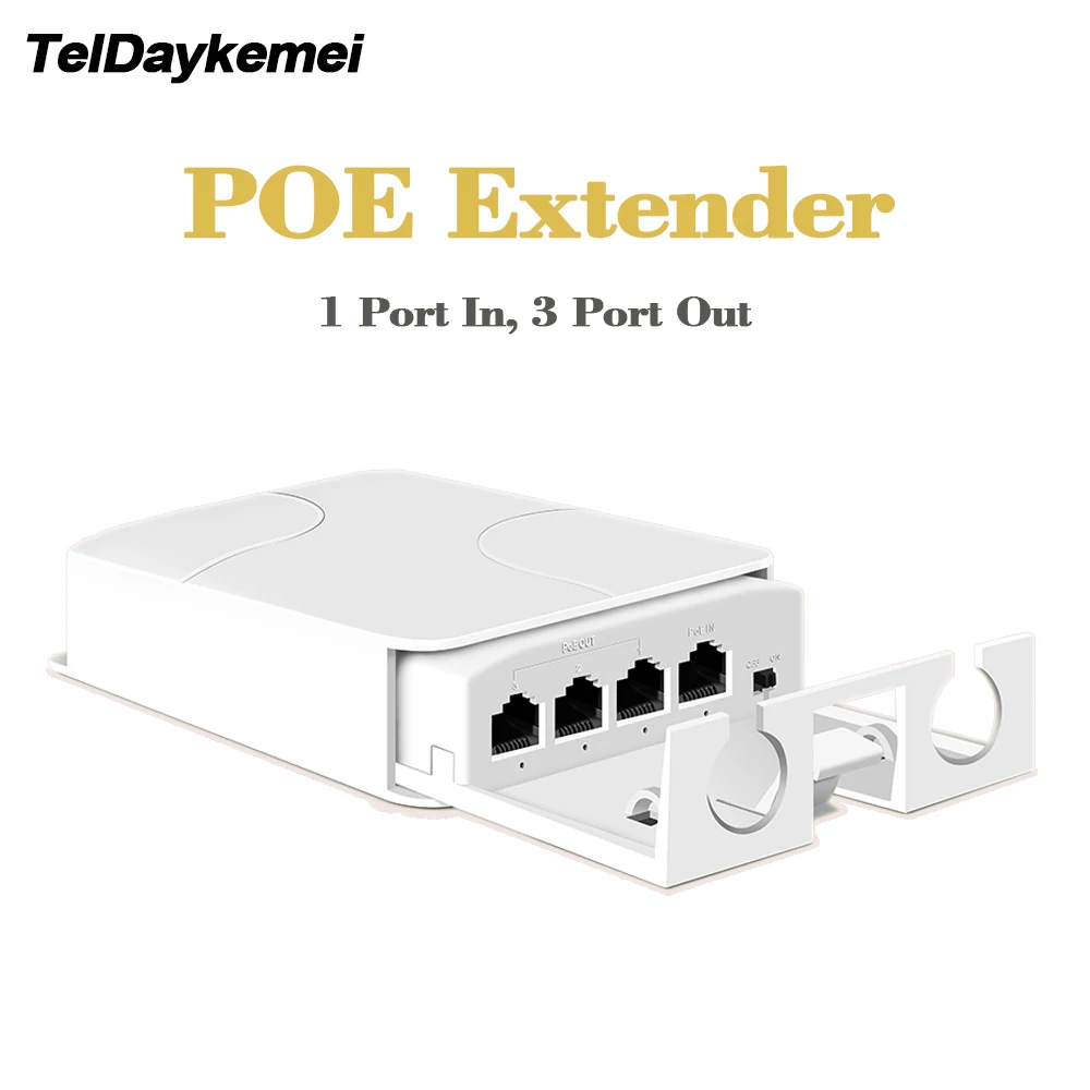 Repetidor extensor POE impermeable de 4 puertos para exteriores, 100Mbps, red IP55 VLAN 44-57V para cámara POE, AP sin cables
