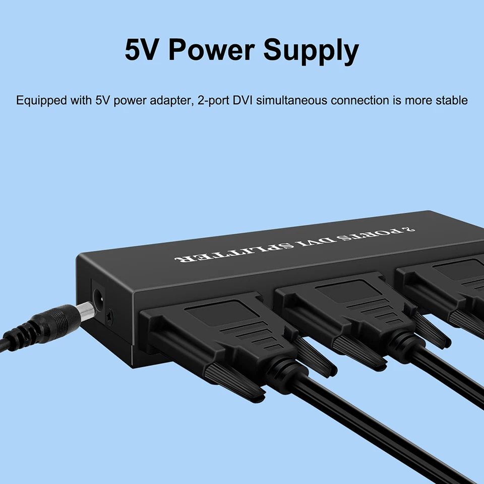 Divisor DVI a DVI 2 puertos 1X2 Distribuidor DVI-D 1 en 2 salidas HD 1080P DVI Splitter 1 en 2 salidas para proyector Monitor computadora - imagen 5
