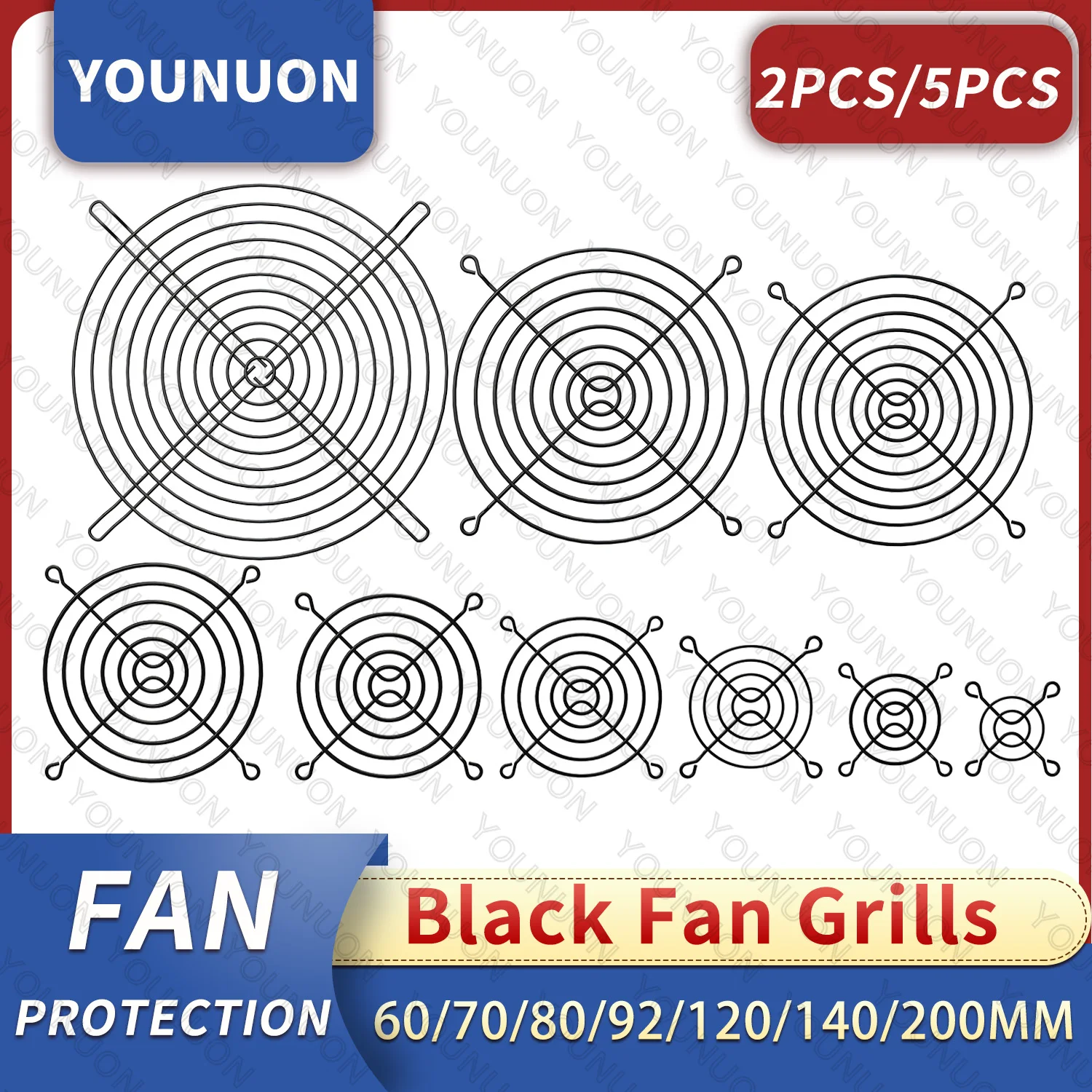 Parrilla metálica para ventilador PC 60-140mm – Protección dedos - imagen 3