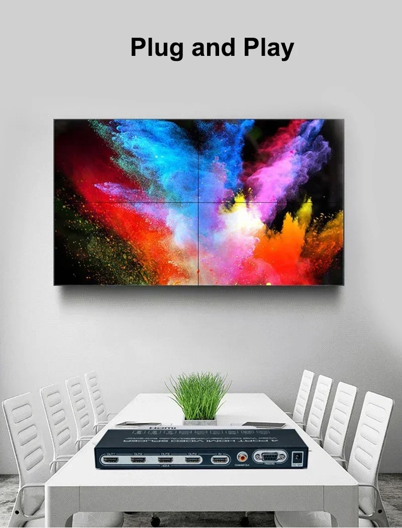 Controlador de pared de vídeo 4K 2x2, procesador de empalme de pantalla múltiple 2, 3, 4, caja empalmadora de TV, empalmador de vídeo HDMI de 4 puertos con Extractor de Audio - imagen 5