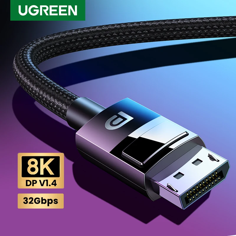 UGREEN-Cable DisplayPort 8K para TV, accesorio para televisor Xiaomi 4K, 144Hz, DP 1,4, 32,4 Gbps, PUBG, juegos, PC, ordenador, Monitor, proyector