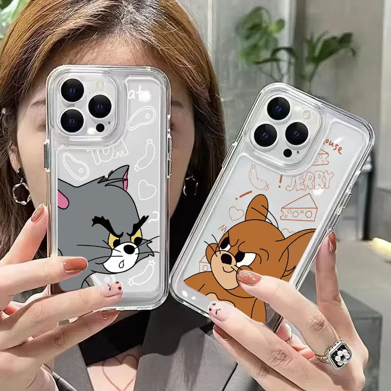 Nueva funda de teléfono bonita Tom y Jerry Angry para iPhone 16 15 14 13 12 11ProMax XS Max XR 7 8 15 Plus, funda trasera bonita de silicona con queso