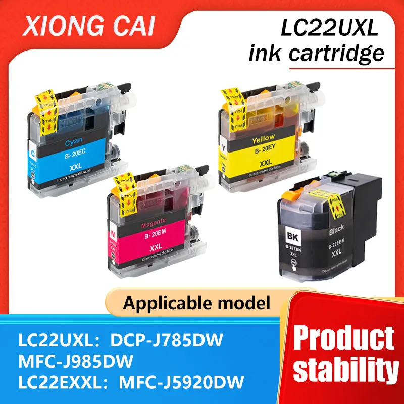 Cartuchos de tinta LC22UXL/LC22EXXL (negro + cian + magenta + amarillo) compatibles con impresoras Brother DCP-J785DW MFC-J985DW MFC-J5920DW