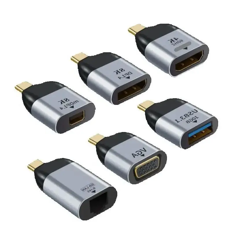 Adaptador USB C a HDMI Dp Mini Displayport Vga USB tipo C HD DP 8K Cable 4K convertidor de Audio y vídeo para Samsung Huawei P70 MacBOOK