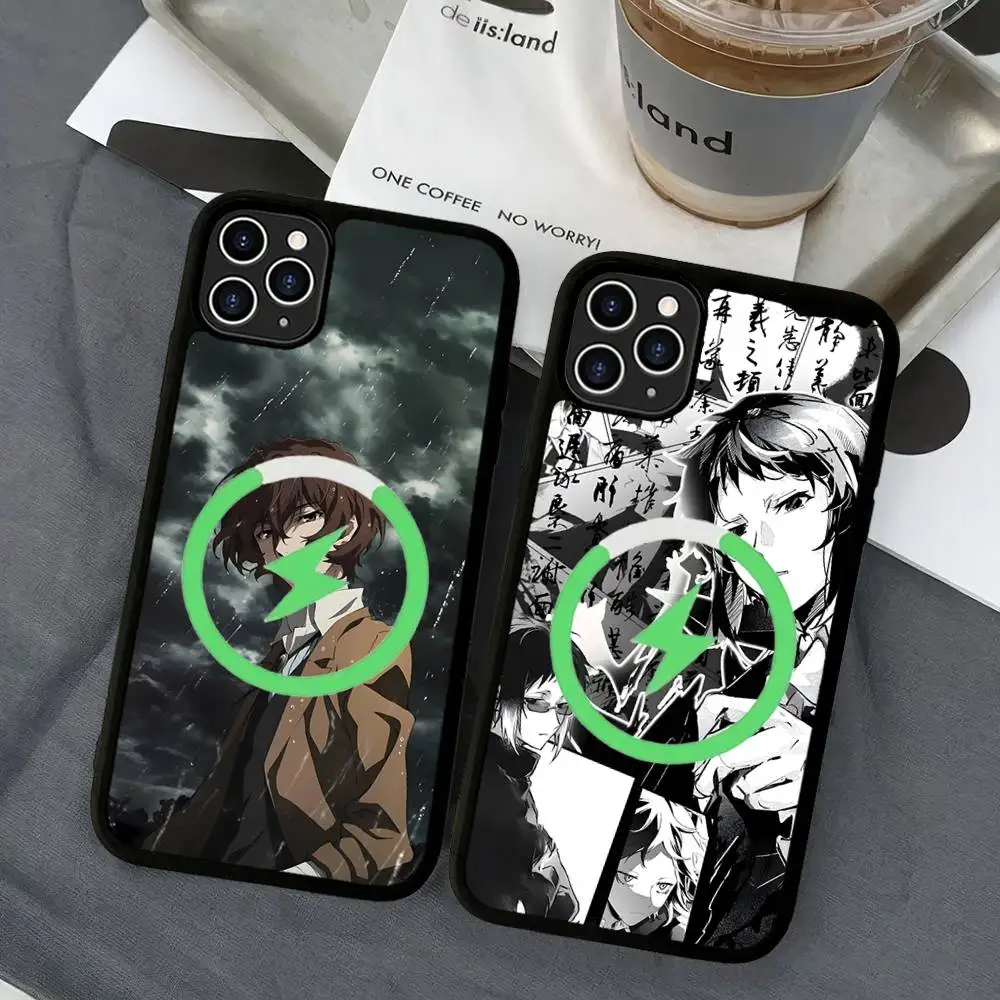 Bungo Stray Dogs funda de teléfono de Anime funda magnética para iPhone 16 14 13 12 11 15 Pro Max Plus para cubierta de carga inalámbrica Magsafe - imagen 2