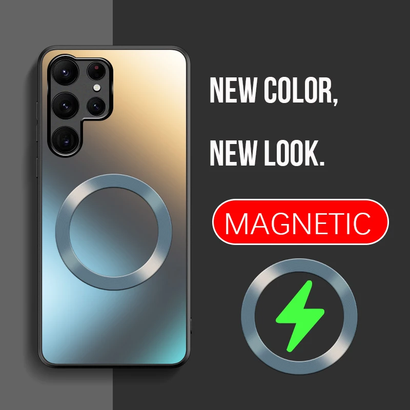 Funda rígida de silicona mate AG para Samsung Galaxy S24Ultra S24 S23 S22 Plus, fundas de carga inalámbrica magnéticas para teléfono Ultra esmerilado