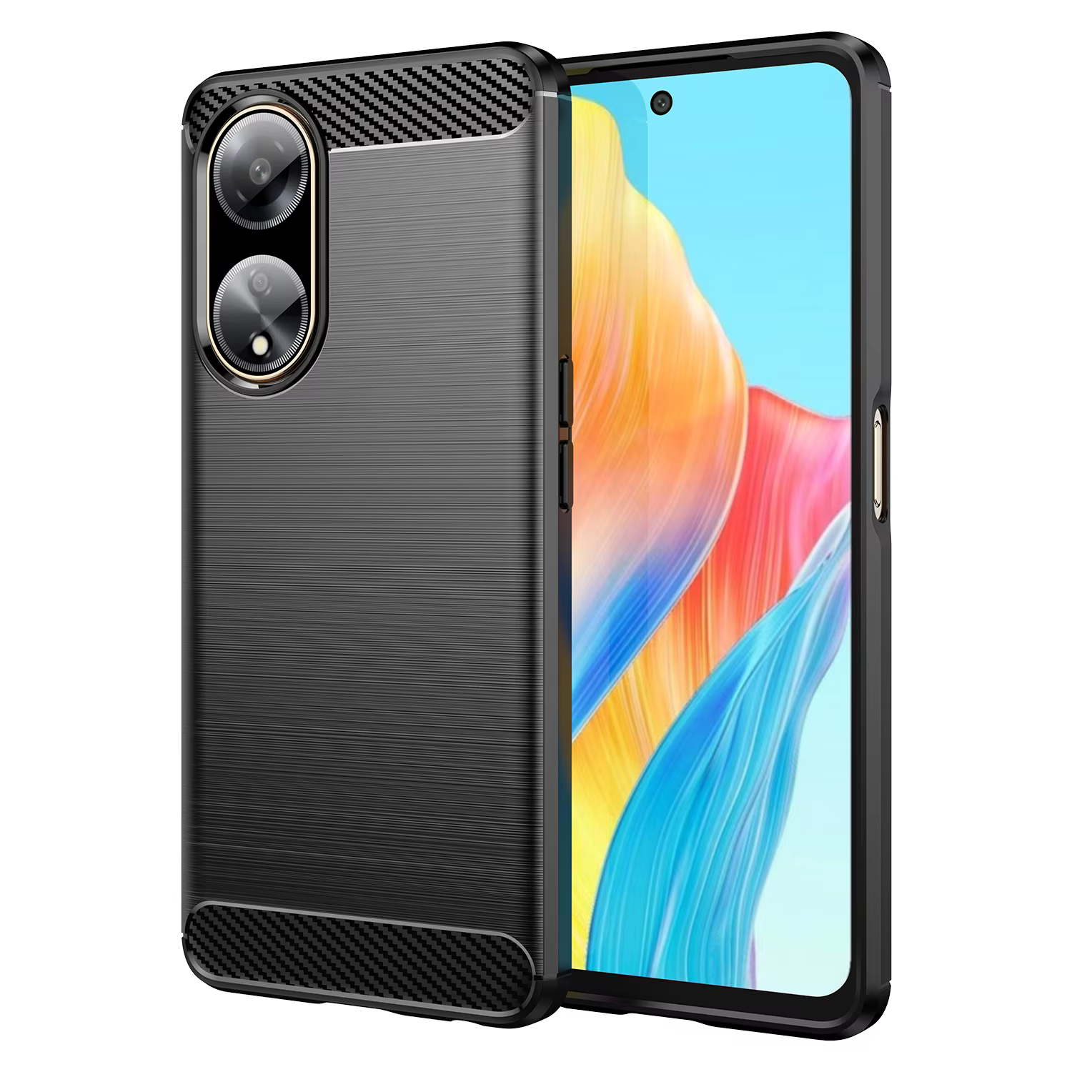Funda de silicona suave para OPPO A98, carcasa de fibra de carbono, parachoques de teléfono, 5G