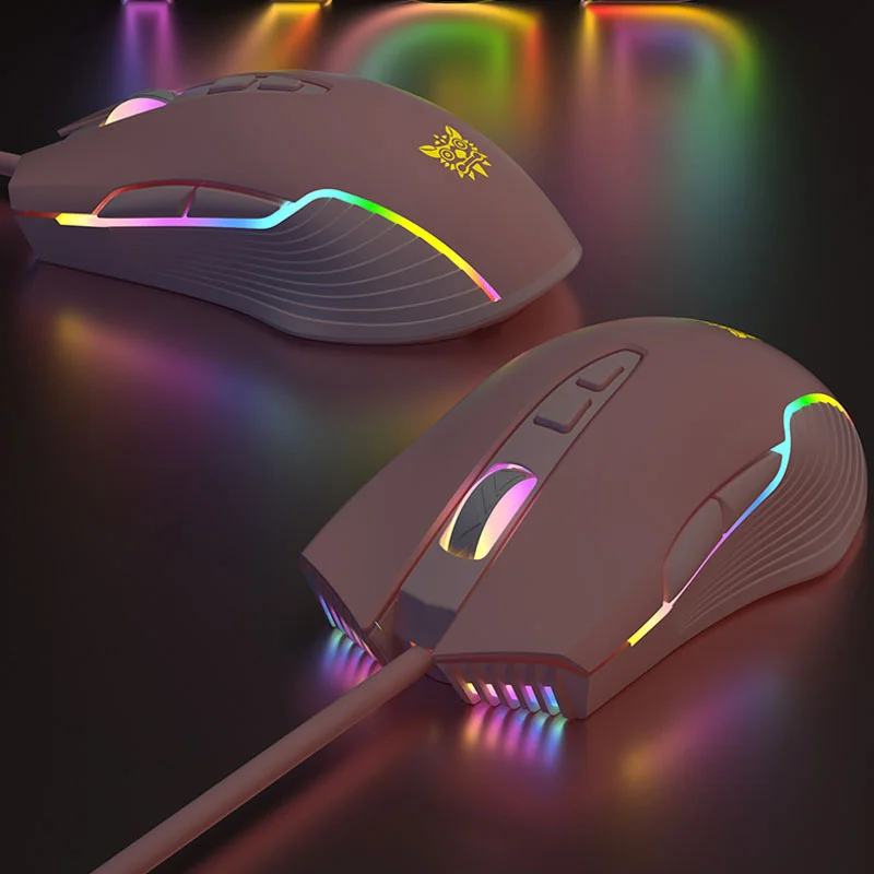 Ratón óptico con cable para videojuegos, periférico ergonómico con retroiluminación RGB, 6400 DPI, para PC, portátil, ordenador de escritorio - imagen 5