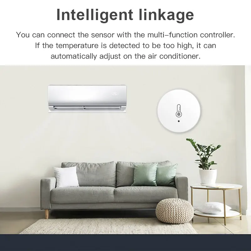 Tuya ZigBee Mini Sensor de temperatura y humedad, Detector de humedad interior, funciona con Alexa, Google Home, Control por voz por aplicación - imagen 5
