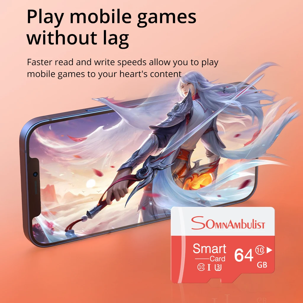 Tarjeta de memoria SomnAmbulist de 64GB de alta velocidad C10 U3 V30 para cámaras de drones dispositivos de vigilancia tarjeta Micro SD 64GB A1 Mini tarjeta TF - imagen 5