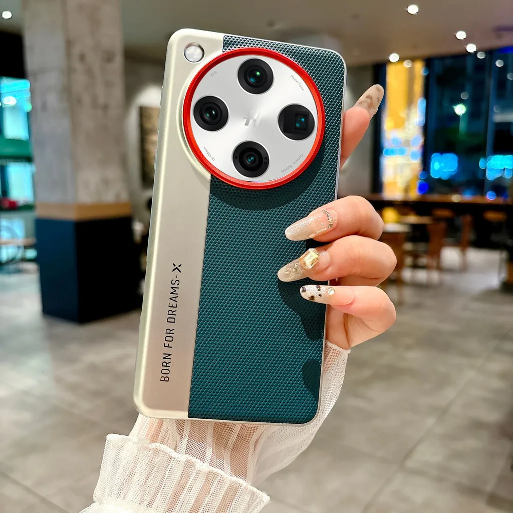 Para OPPO Find X8s, X8 Ultra funda ELVEV patrón triangular cuero PU liso protección de lente de PC dura cubierta trasera de teléfono