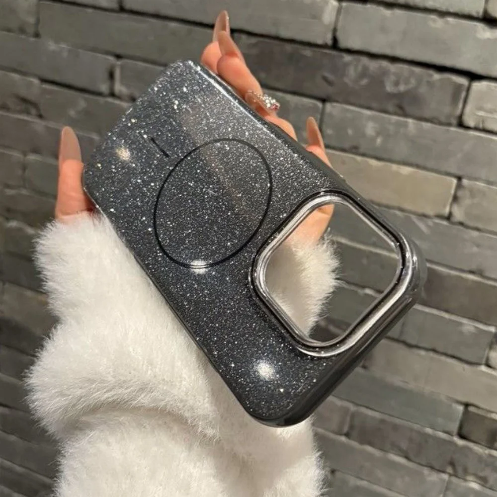 Funda de teléfono magnética brillante de lujo para iPhone 16 15 14 13 12 11 Pro Max para cubierta de carga inalámbrica magnética Magsafe - imagen 3